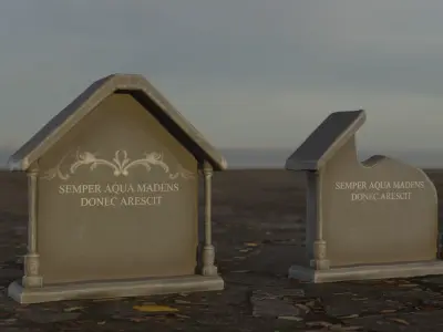 Hand Sculpted cemetery gravestones part 3  Low-poly 3D model