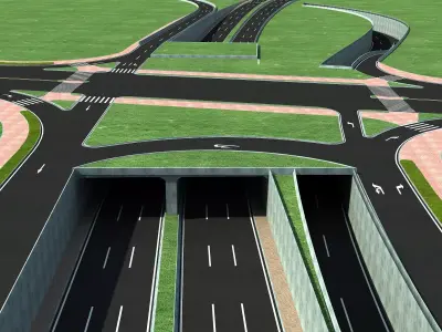 Highway Intersection Road Bridge 3D model