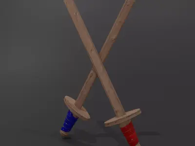 Wooden Sword Low-poly 3D model