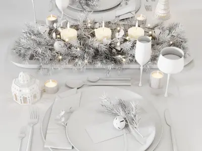 Christmas table setting Free 3D model