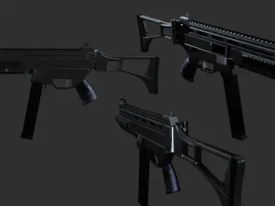UMP 45 With Folding Stock Free 3D model