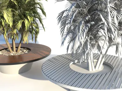 Bench with built-in planter 3D model