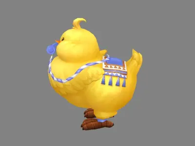 Cartoon fat chicken mount with whistle Low-poly 3D model