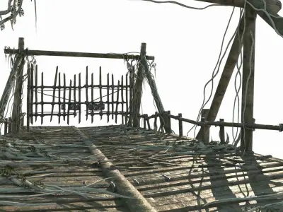 Outdoor Wooden Bridge Level 3D model