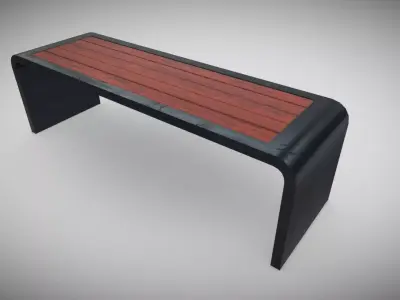 Metal Bench  Low-poly 3D model