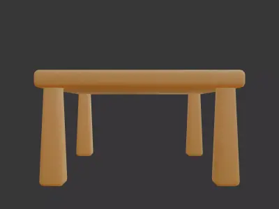 Cute Stylized Square Table Minimalist 3D Furniture Model Low-poly 3D model