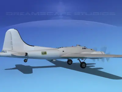 Boeing B-17F Bare Metal HP 3D model