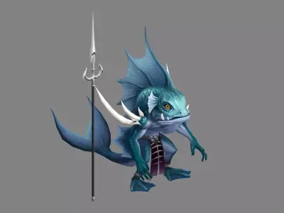 Cartoon fish demon Low-poly 3D model