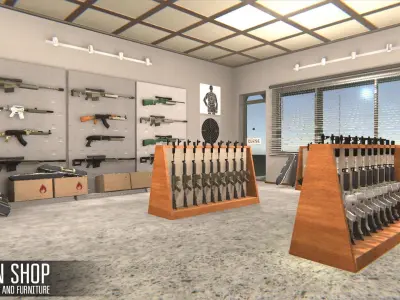 Gun Shop - weapon and furniture Low-poly 3D model