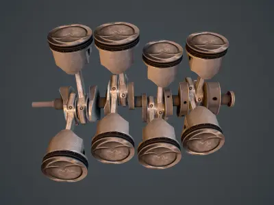 V8 Pistons Low-poly 3D model