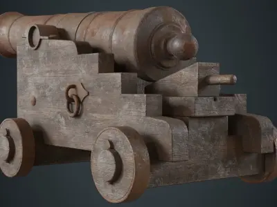Vessel Cannon 1C Low-poly 3D model