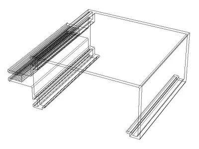 Aluminum Extruded Open Back Horizontal Mullions MOD AL-02cw Low-poly 3D model