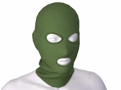 Balaclava mask khaki game ready Low-poly 3D model