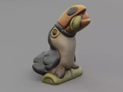 Ceramic Toucan parrot Low-poly 3D model