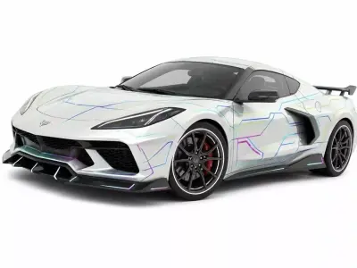 Custom Cyberpunk Chevrolet Corvette C8 Futuristic Neon Concept 3D model