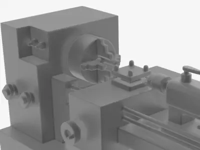 Lathe Machine Low-poly 3D model