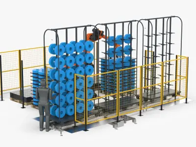 Automatic Robot Bobbin Loading Workstation 3D model