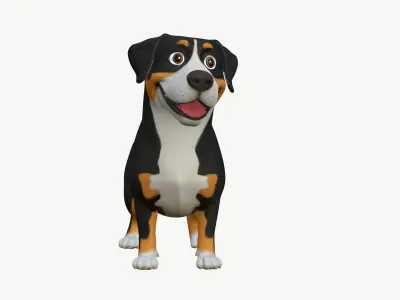 High-Quality Cartoon Appenzeller Dog 3D model