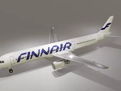 Finnair airbus a321-211 low poly 3d model  Low-poly 3D model