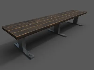 bench 3 low poly unwrapped Low-poly 3D model