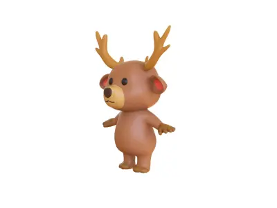 High-Quality 3D Cartoon Deer Low-poly 3D model