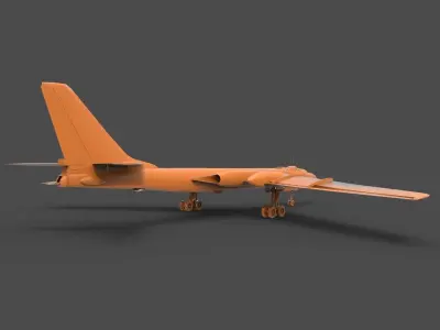 tu-16 orange fighter jet 3D print model