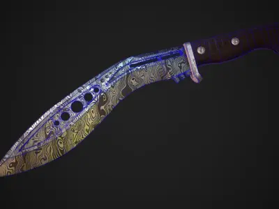  M48 Tactical Kukri With Damascus steel Low-poly 3D model