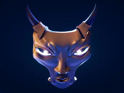 japanese yokai mask 2 Low-poly 3D model