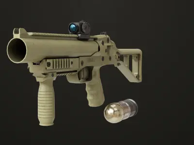 Grenade Launcher 06 Brown All PBR Unity UE Textures Low-poly 3D model