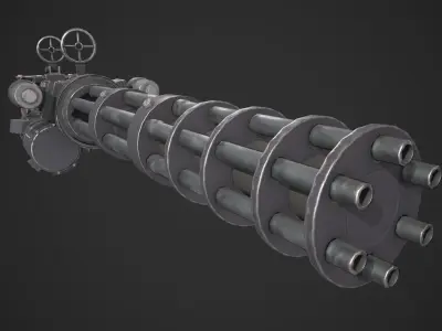 Gatling Gun Low-poly 3D model
