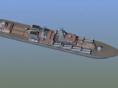 Slava Class Cruiser Low-poly 3D model