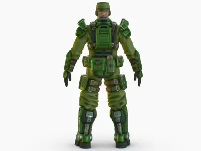 High Poly Man Military Heavy Armor Future Low-poly 3D model