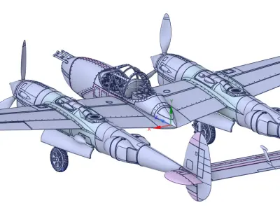 P-38J Lightning 3D print model