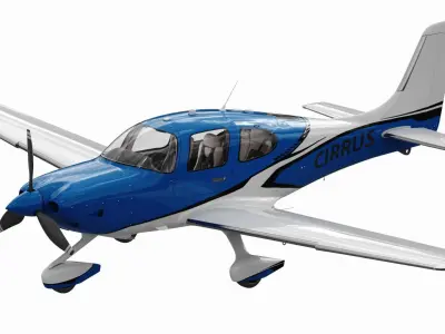 Cirrus SR22T with interior 3D model