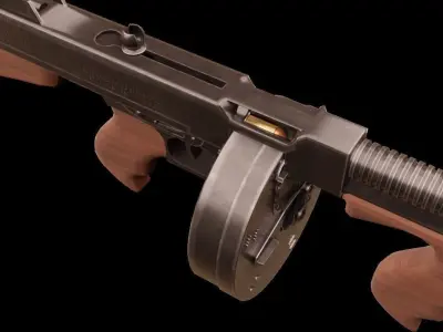 Thompson machine gun Low-poly 3D model