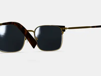 Ramona Sunglasses in Jet Black with Polished Gold 3D model