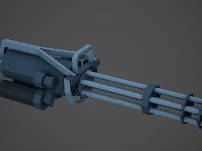 Stylized Minigun Low Poly Mobile Ready Low-poly 3D model