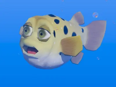 Puffer Fish Toon Low-poly 3D model
