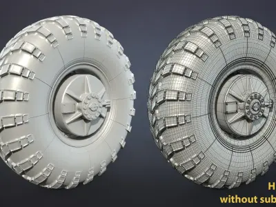 Truck Wheel 04 BRDM Low-poly 3D model