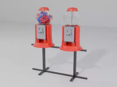 Coin Bubblegum Vending Machine Combo Free 3D model