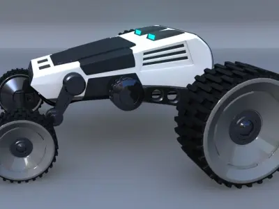 Rigged 4x4 Wheel Robot Drone Model 3D model