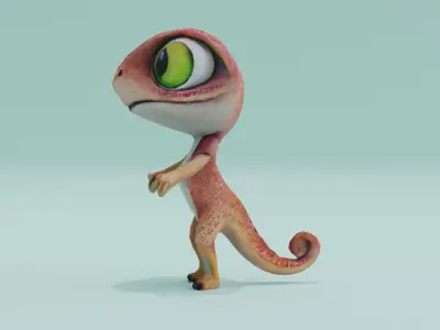 Chameleon Humanoid A-pose Low High Poly Low-poly 3D model
