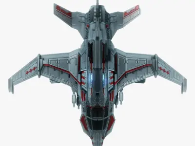 Spaceship fighter 1 game ready Low-poly 3D model