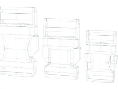 Set of 3 Buckles for Lanyards or similar Low-poly 3D model Low-poly 3D model