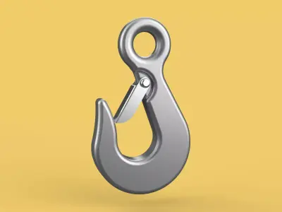 EYE HOOK FORGED SINGLE LIFTING CRANE TON HOOKS HOIST WINCH LATCH 3D model