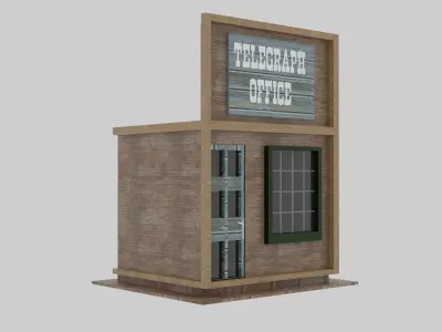 Wild West - Telegraph Office Low-poly 3D model