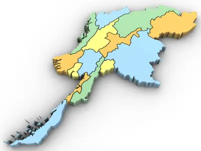 3d Political Map of Burma 3D model