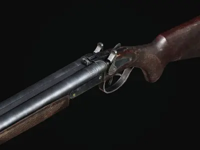 Double Barrel Shotgun - PBR Game Ready Low-poly 3D model