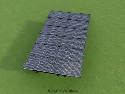 Agricultural photovoltaic 90 degrees 8m Low-poly 3D model