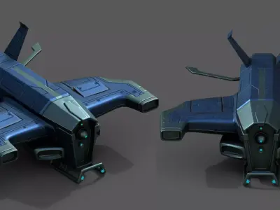 Spaceship starship scifi space fantasy cyborg robot Low-poly 3D model